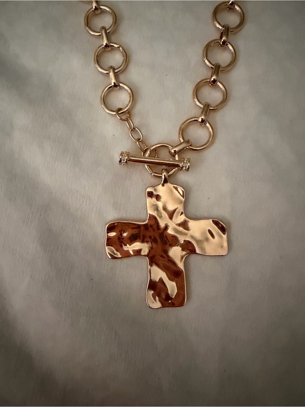 Hammered Gold Cross Necklace